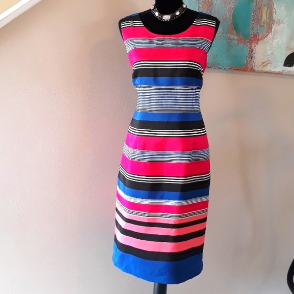 DN Design/ Multi Color/ Striped/ Sleeveless/ Cocktail Dress / Size 14 - Picture 2 of 11